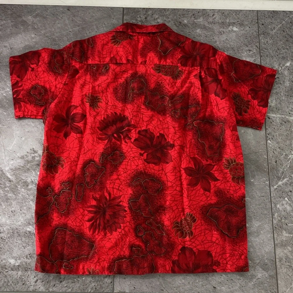 Vintage Royal Hawaiian Shirt Kids 10‎ Red Tropical Button Up Short Sleeve Cotton